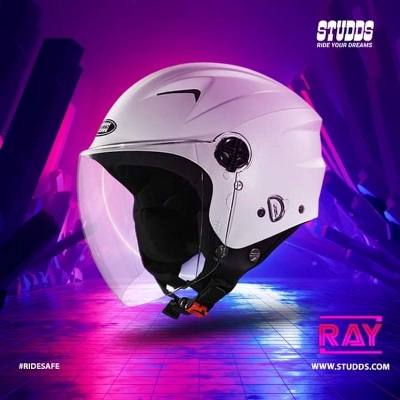 Picture of STUDDS RAY OPEN FACE HIGH QUALITY HELMET (White)
