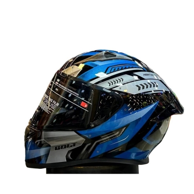 Picture of Bolt Glossy Decor Mertial Black Blue full face helmet with dual certification (Black And Blue)