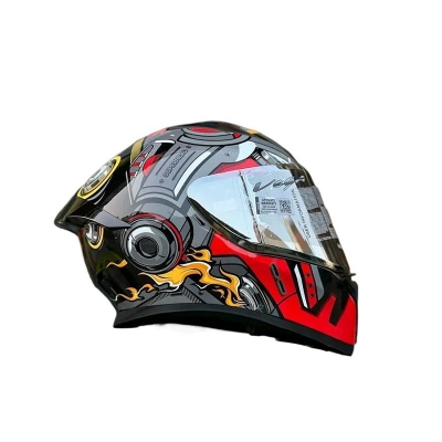 Picture of Bolt Bunny Glossy Black Red full face helmet with dual certification. (Black Red)