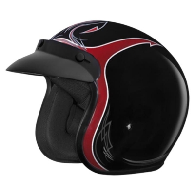 Picture of STUDDS JETSTAR CLASSIC D4 OPEN FACE PINNED BLACK RED HELMET (Red and Black)
