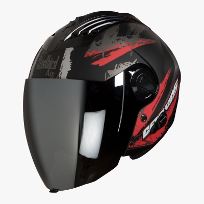 Picture of Steelbird Air SBA-3 Excel 580 mm Mat Black With Red Open Face Helmet (Black)