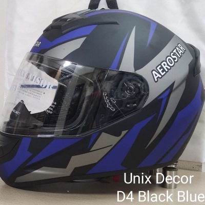 Picture of AEROSTAR UNIX DECOR D4 BLACK BLUE FULL FACE HELMET (BLACK BLUE)