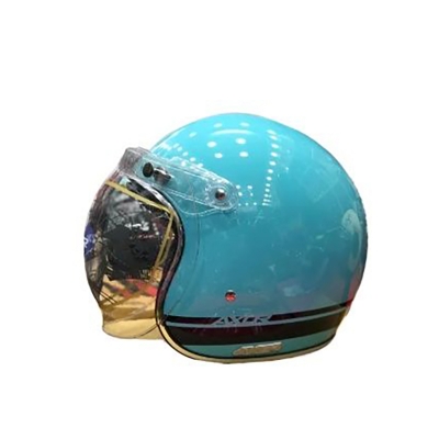 Picture of Axor Retro Jet Sportz Silver ISI and DOT Certified Glossy Finish Open Face Helmet (Lake Blue)