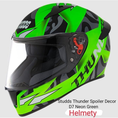 Picture of Studds Thunder D7 Decor With Spoiler Full Face Neon Green Helmet (Neon Green)