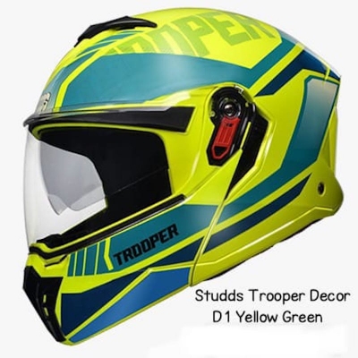 Picture of STUDDS Trooper D1 Flip-up Full Face with Dual Visor Motorbike Helmet  (Yellow N3) (Yellow)