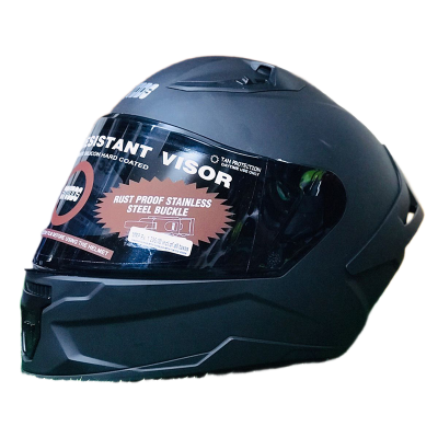 Picture of Studds Raider Super Isi Certified Full Face Helmet for Motorcycling with Spoiler&Clear Visor (Black-L) (Matte Black)