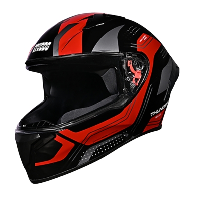 Picture of Studds Thunder D2 Draken ISI and DOT Certified Full Face Helmet for Men and Women with Spoiler and Clear Visor (Red and Black)