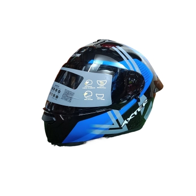 Picture of AEROSTAR AXTER Full Face Glossy Black Helmet ISI And Dot Certified (Black blue)