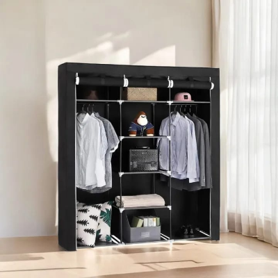 Picture of Fancy and Portable Foldable Almirah Wardrobe with 6 Cabinet and 2 Long Shelves Clothes Organizer