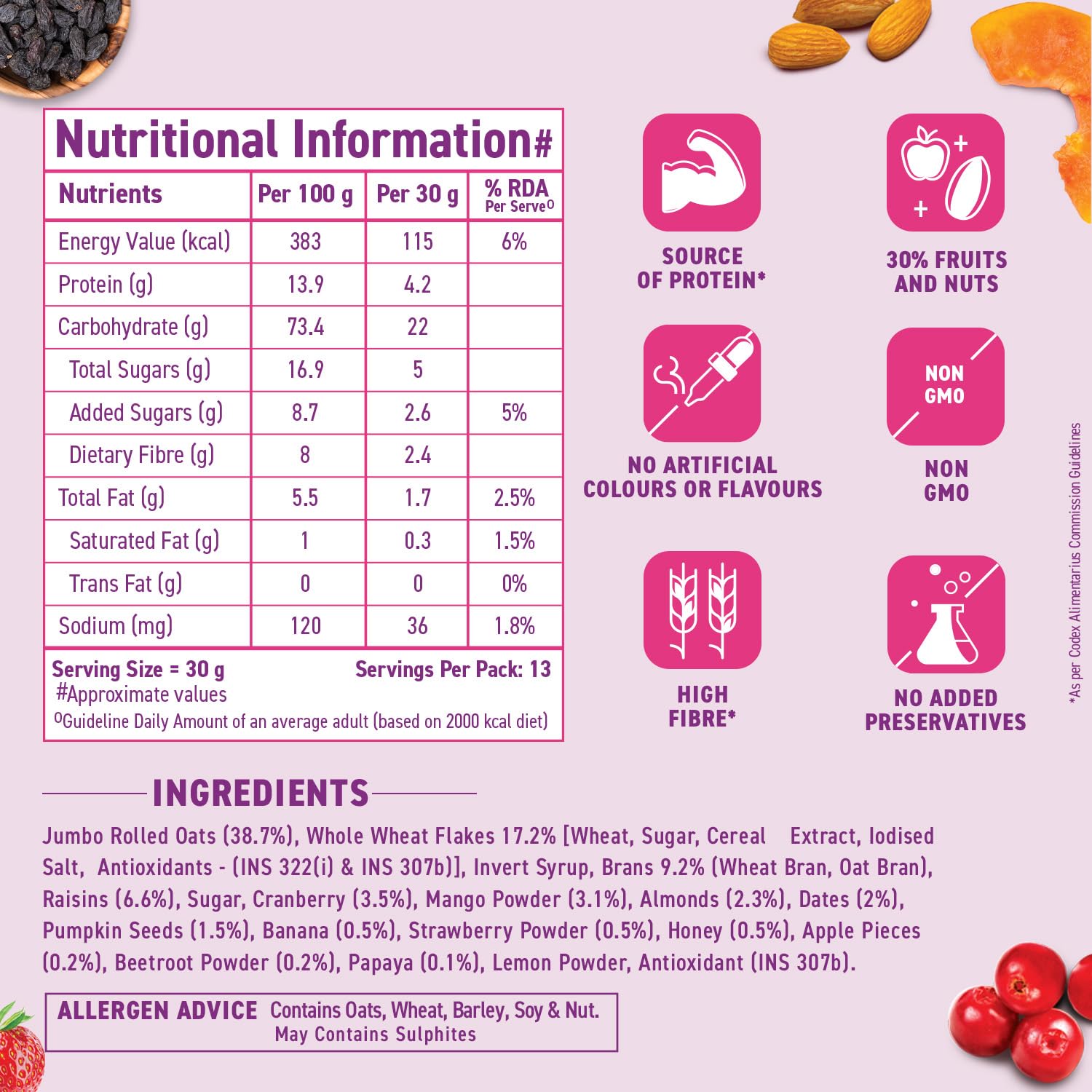 Picture of Bagrrys fruit & Nut muesli 750gm 