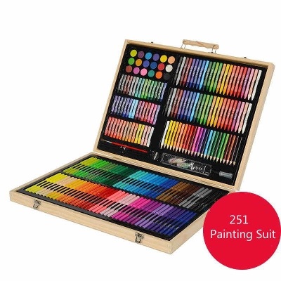 Picture of 251 pcs Art Tools Painting Set for Kids Children Drawing Art markers Pen Crayons Oil pastels for Kids with Wooden Case