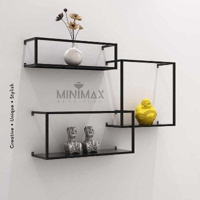 Picture of MiniMax Wall Wrought Iron Shelf (3 Pcs) Black