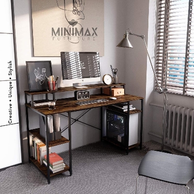 Picture of MiniMax Computer Desk with Shelf & Storage Peach