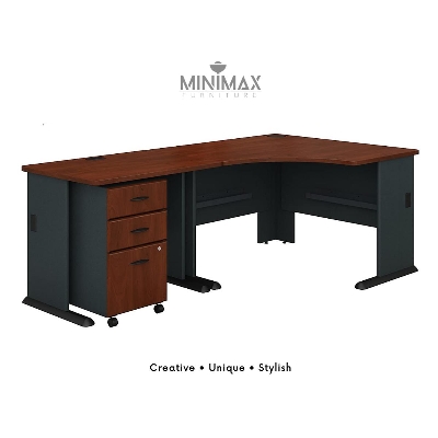 Picture of MiniMax Corner Desk with Mobile File Cabinet Grey