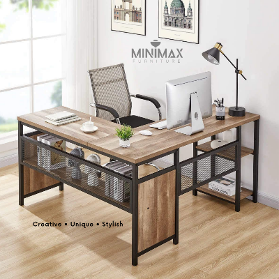 Picture of MiniMax L-Shaped Computer Desk Peach