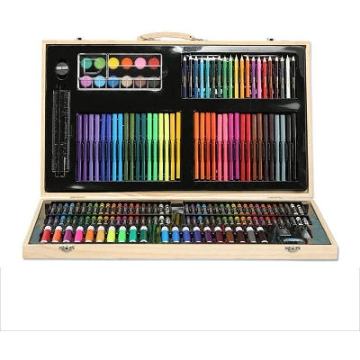Picture of 180 Pieces Art Set Drawing Painting Set Wood Box Drawing Supplies