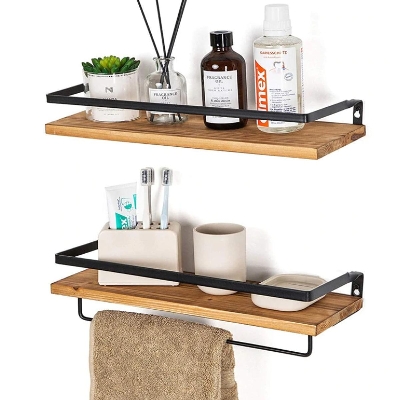 Picture of Board SHELF WITH TOWEL BAR,  42 x 15 x 10cm Brown