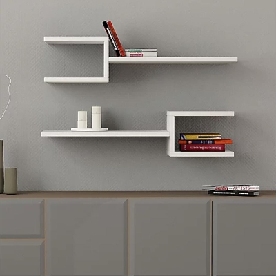 Picture of Minimax Home Decor Webbs 30" X 7" Modern Wall Shelves In White (Set Of 2) White
