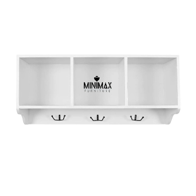 Picture of Minimax White 3-hook 3-shelf Wall Shelf - 33.5" x 9.1" x 15" White