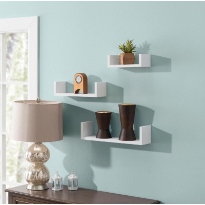 Picture of Floating 'U' Shelves, Floating Wall Shelf (12*14*5 Inch ) Model MNMX 503 White(Set of 3) White