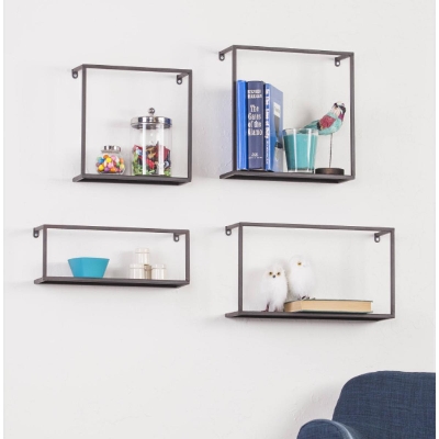 Picture of 4-piece Metal Wall Shelf Set(model MNMX 506,	4.5 In. X 18.0 In. X 9.75 In.) Silver