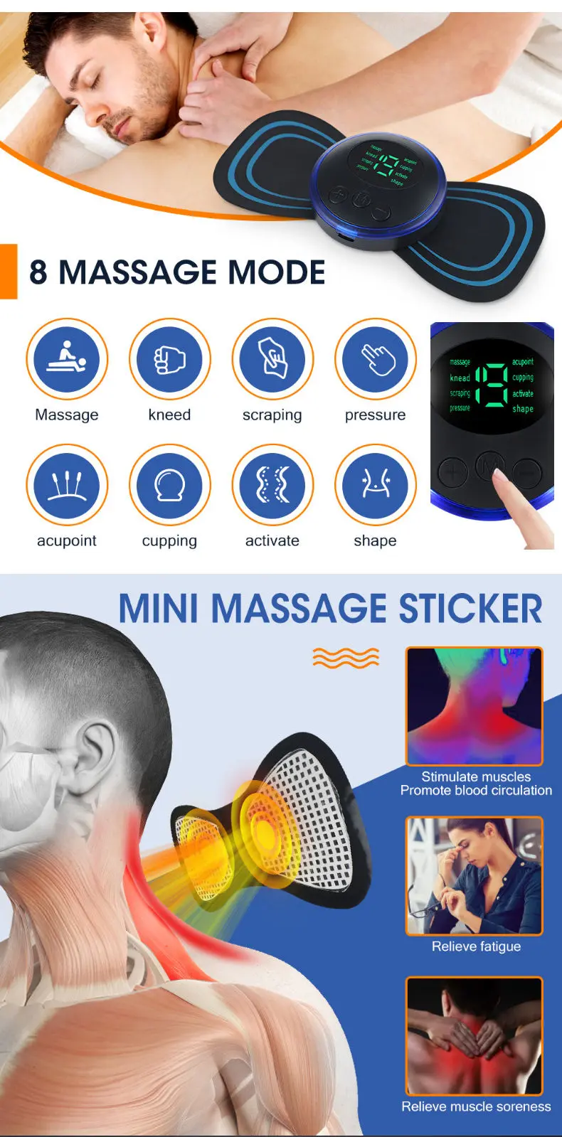 Picture of RAISA Pulse Neck and Back Massage Device | MNK SHOP (Black)