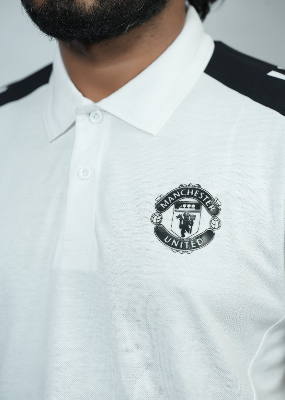 Picture of Manchester United Official design Polo Tshirt White & Black
