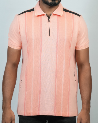 Picture of Shohure Peach Color Zipper Polo Tshirt Peach