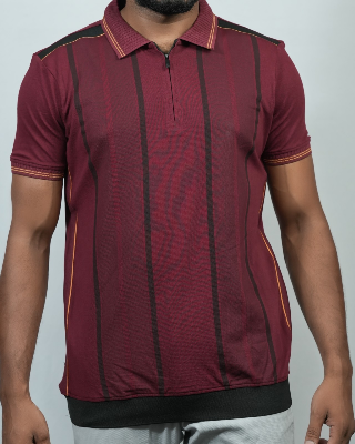 Picture of Shohure Coffee Color Zipper Polo Tshirt Coffee