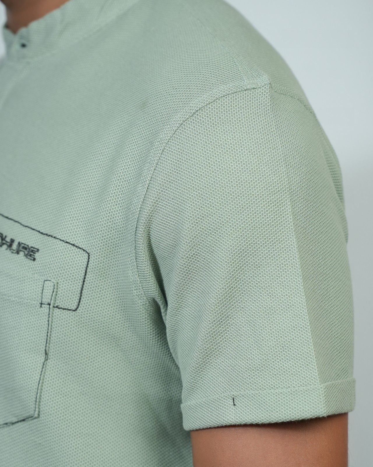 Picture of Shohure Olive Color Van Collar Polo Tshirt Olive