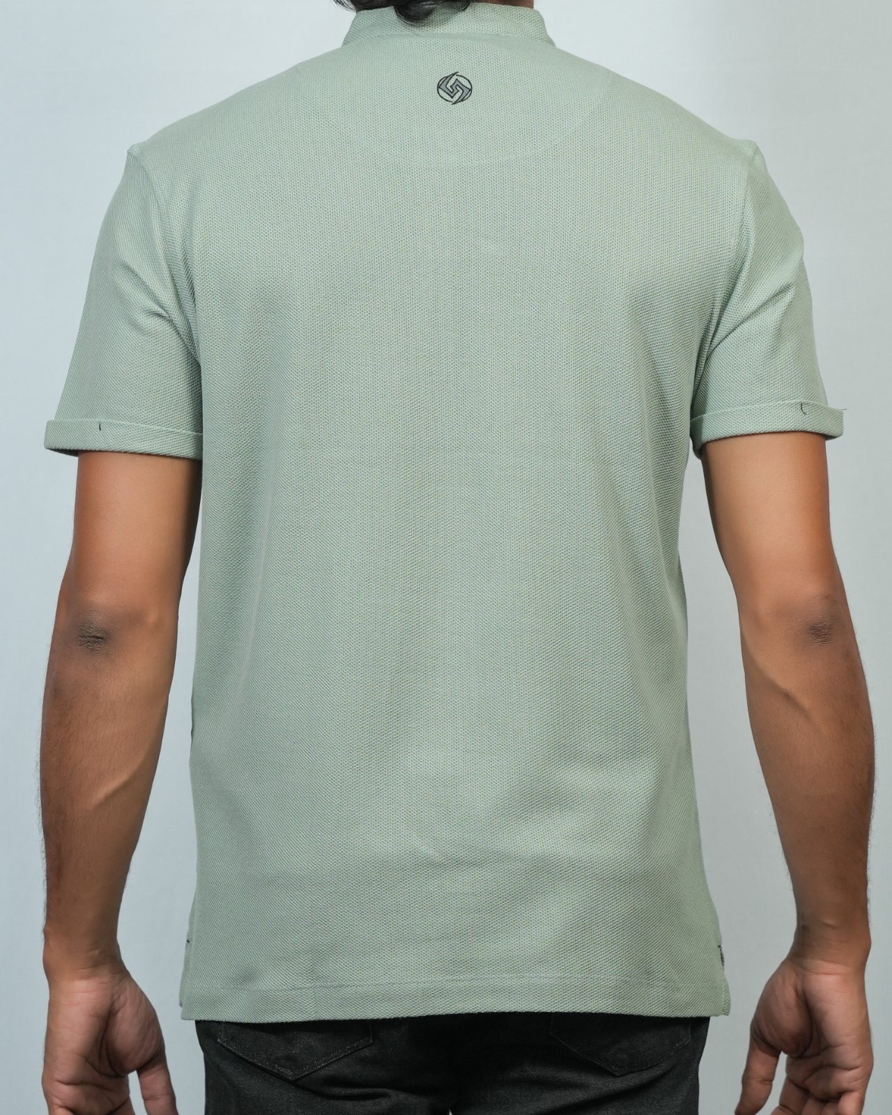 Picture of Shohure Olive Color Van Collar Polo Tshirt Olive