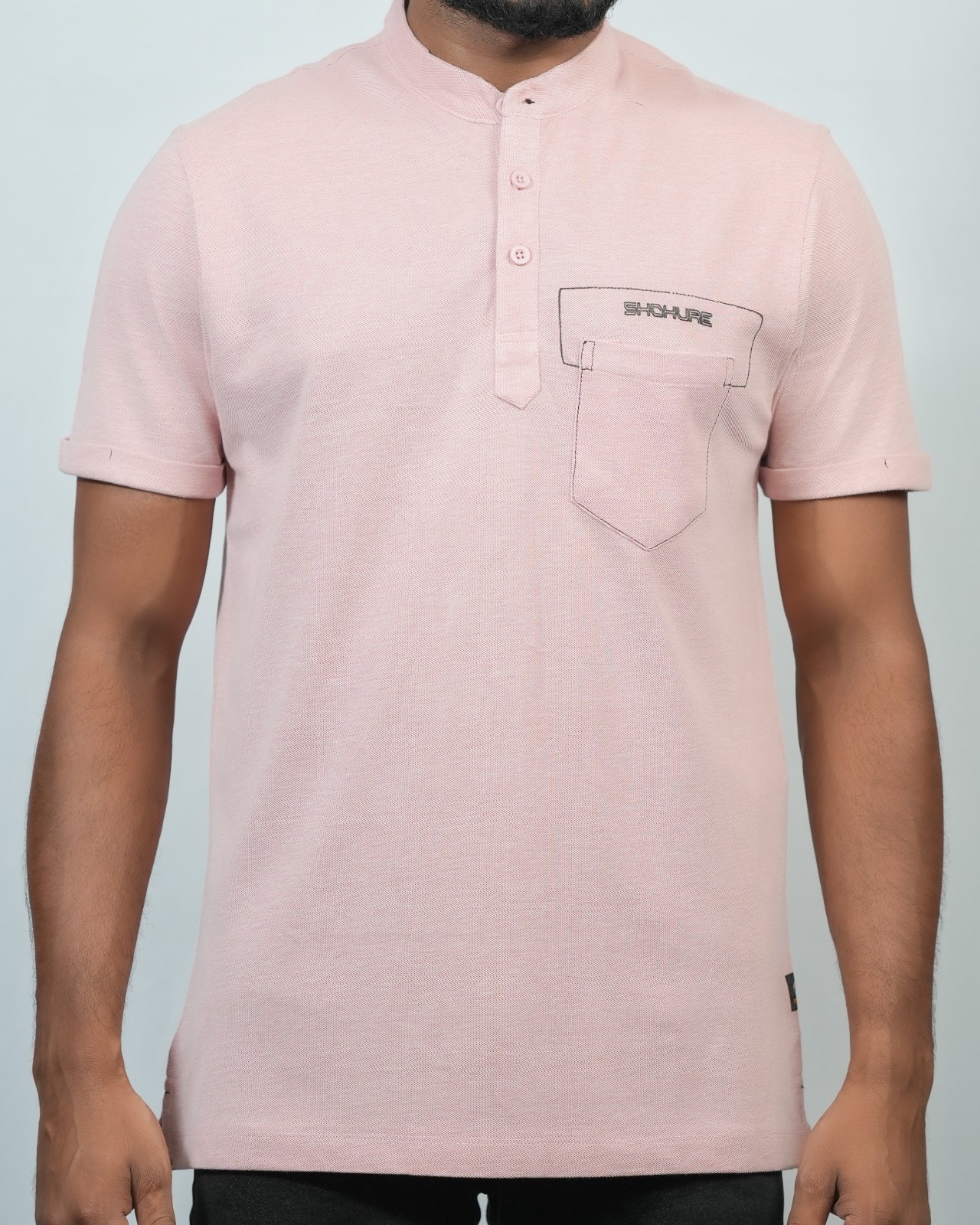 Picture of Shohure Pink Color Van Collar Polo Tshirt Pink