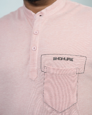 Picture of Shohure Pink Color Van Collar Polo Tshirt Pink