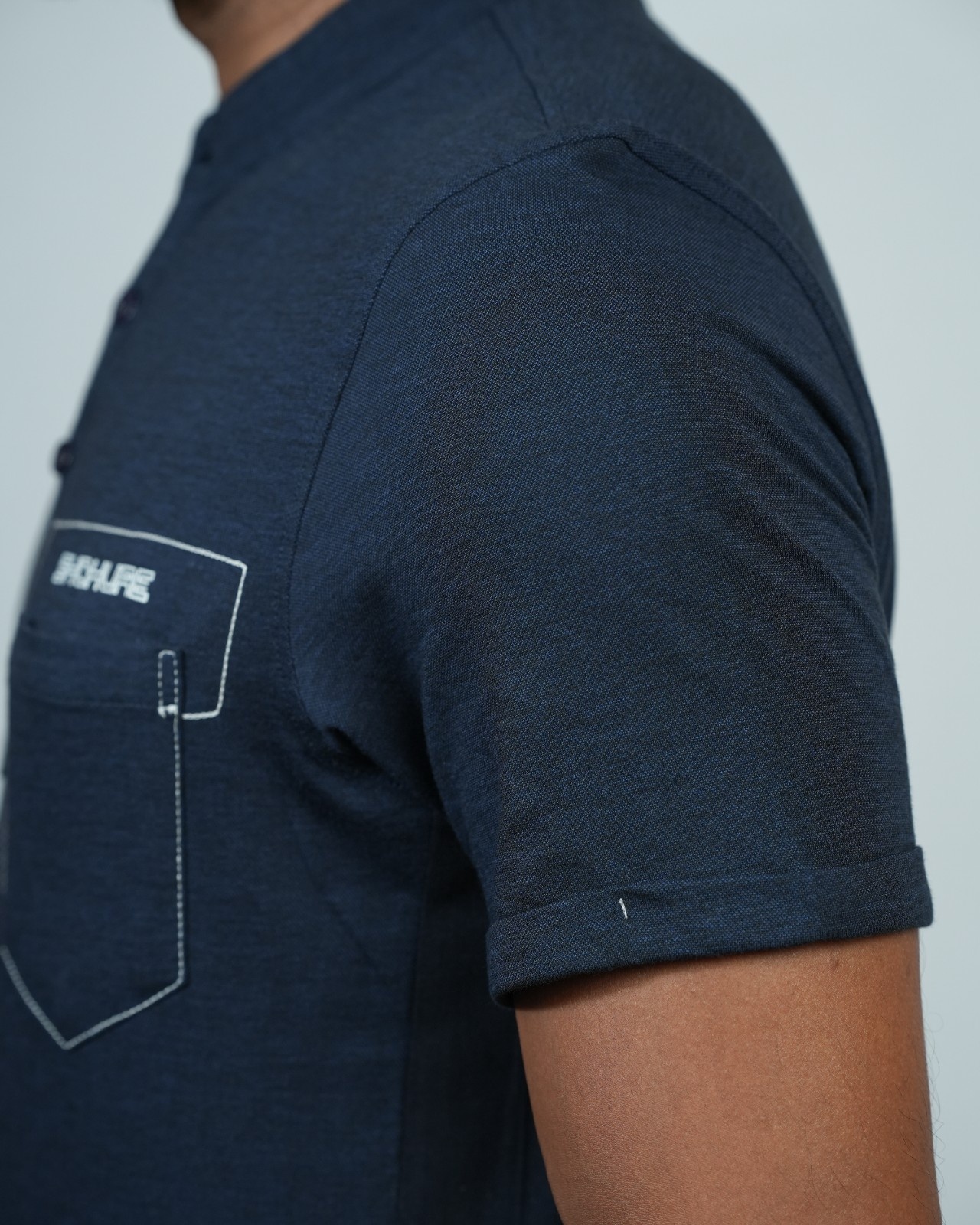 Picture of Shohure Navy Blue Color Van Collar Polo Tshirt Navy Blue
