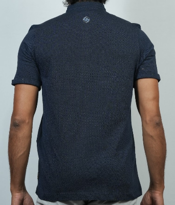 Picture of Shohure Navy Blue Color Van Collar Polo Tshirt Navy Blue