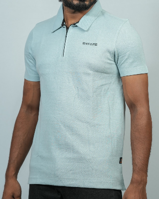 Picture of Shohure Sky Blue Color Zipper Polo Tshirt Sky Blue