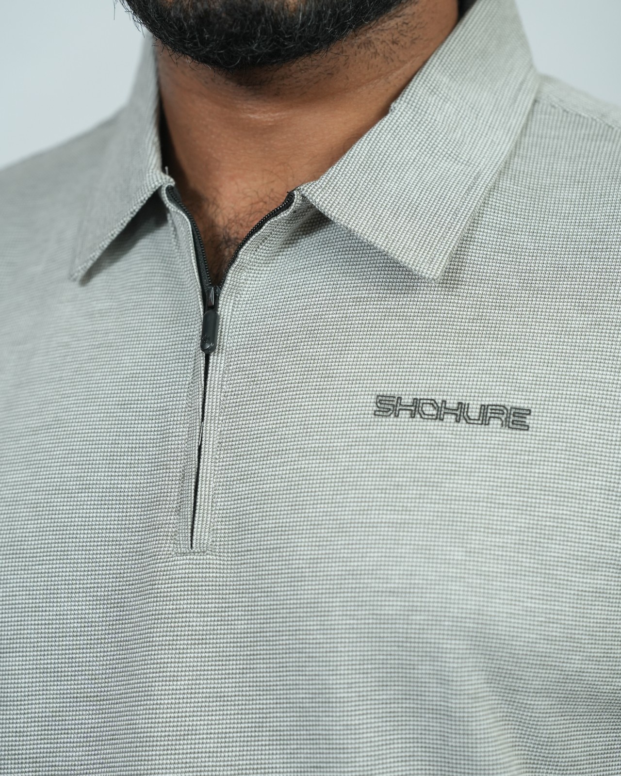 Picture of Shohure Olive Color Zipper Polo Tshirt Olive