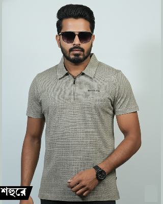 Picture of Shohure Biscuits Color Zipper Polo Tshirt Biscuits