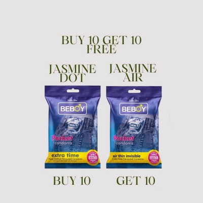 Picture of Beboy Extra Time Air Thin Invisible Condom (BubbleGum Flavour) Pocket Pack- 3Pcs(India) & Beboy Extra Time Air Thin Invisible Condom (Merigold Flavour) Pocket Pack- 3Pcs(India)