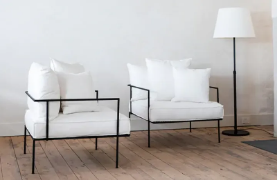 Picture of Stylish Modern Sofa ,23.6 W x 24.4 D x 30.3 H (in),Black and White Black