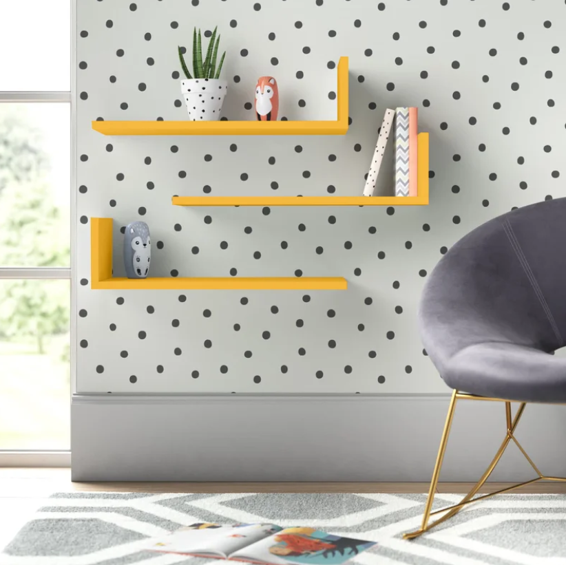 Picture of 3 Piece Bracket Shelf (14cm H x 50cm W x 20cm D) Yellow