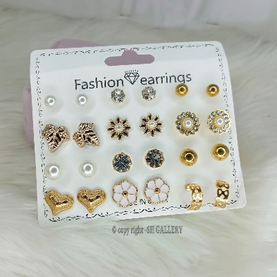 Picture of Fashion Earrings Set – 18 Pairs Stylish Studs & Mini Designs