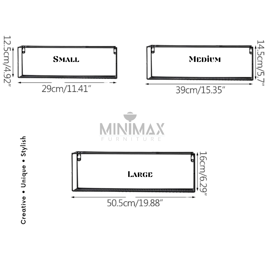 Picture of Minimax Home Decorations iron shelves (Set of 3) Black