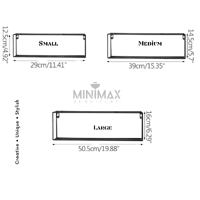 Picture of Minimax Home Decorations iron shelves (Set of 3) Black