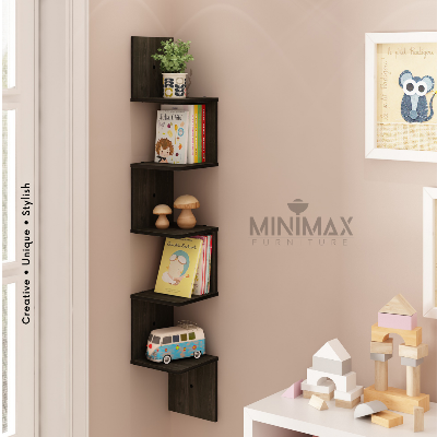 Picture of MiniMax Wall Mount Floating Radial Corner Shelf (5 Tier) Black