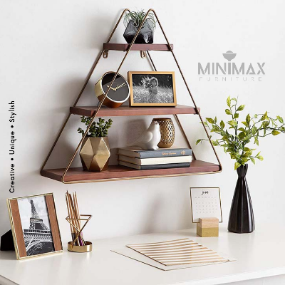 Picture of MiniMax Three Tiered Triangle Floating Metal Wall Shelf Black
