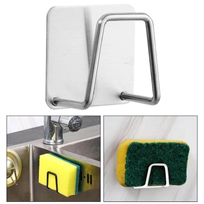 Picture of 2pcs Kitchen Storage Rack Holder Sink Bathroom Shelf Soap Sponge HolderLow (Silver)