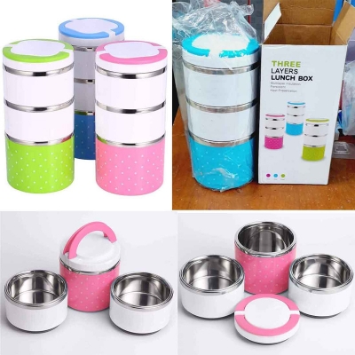 Picture of 3 Layer Hotpot Lunch Box Stainless Steel Tiffin Box SS Lunch Box