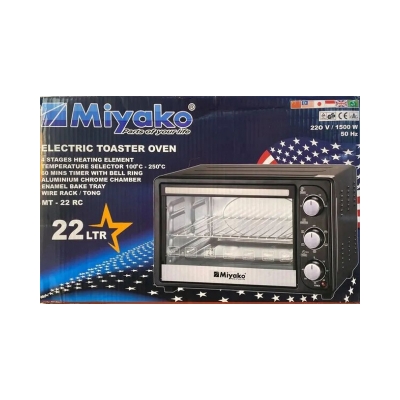 Picture of Brand: Miyako MT-22 RC 4 Stages Heating Element Temperature Selector 100c-250c 60 Mins Timer With Bell Ring Aluminium Chrome Chamber Enamel Bake Tray Wire Rack/Tong 1500W 220-240V/50~60Hz