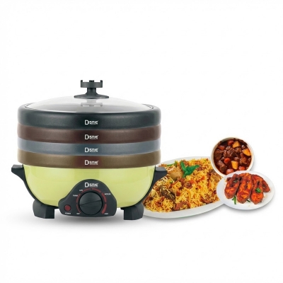 Picture of Disnie Electric Multi Curry Cooker With 4 Pots 4 Lids- 5.5 Ltr (Black)